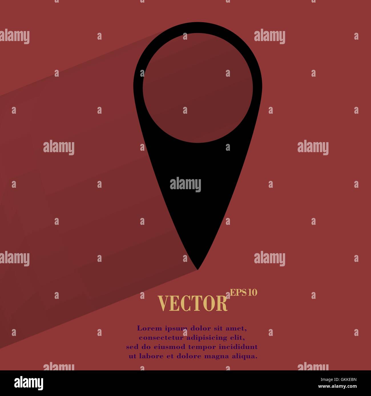 Mappa puntatori. Appartamento moderno web pulsante con lunga ombra e lo spazio per il testo Illustrazione Vettoriale