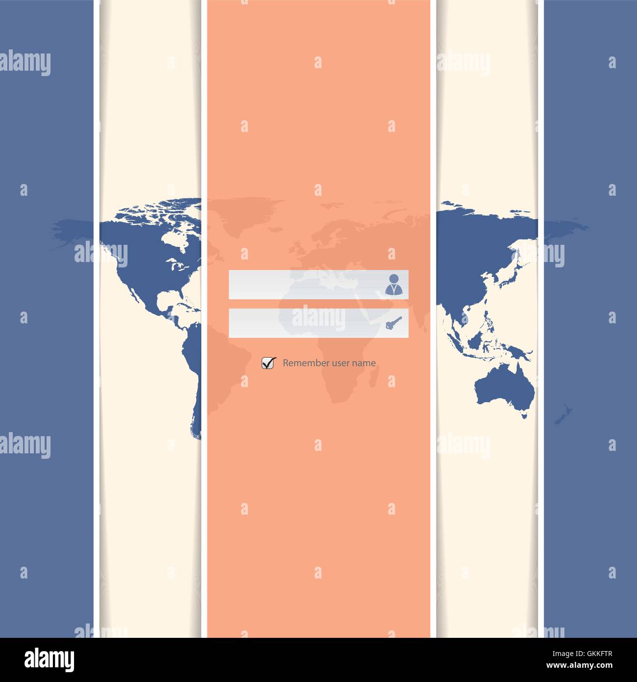 Strisce di classe login schermata con la mappa del mondo Illustrazione Vettoriale