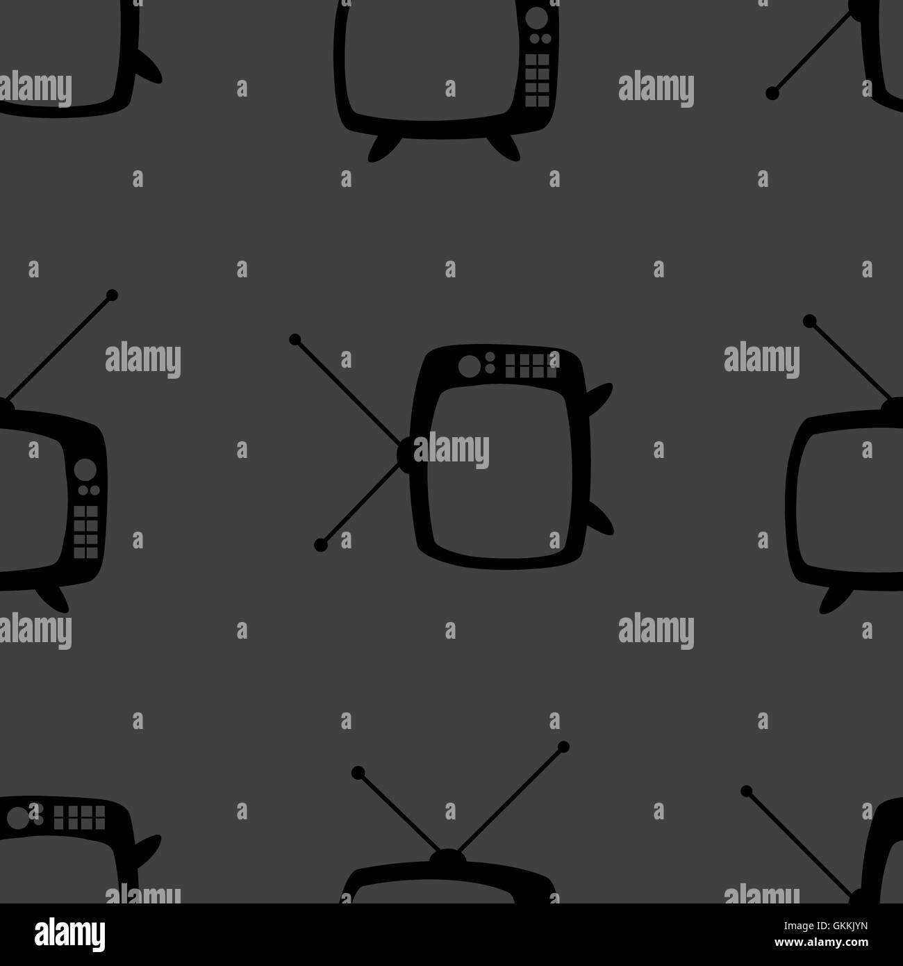 Retrò web tv icona. design piatto. Seamless modello grigio. Illustrazione Vettoriale