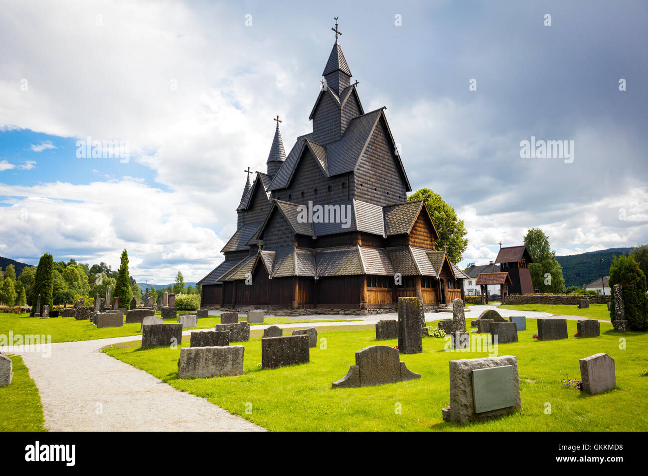 Heddal medievale a doghe in legno chiesa nel Telemark Norvegia Foto Stock