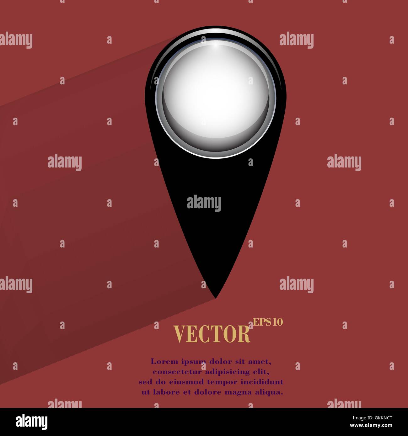 Mappa puntatori. Appartamento moderno web pulsante con lunga ombra e lo spazio per il testo Illustrazione Vettoriale