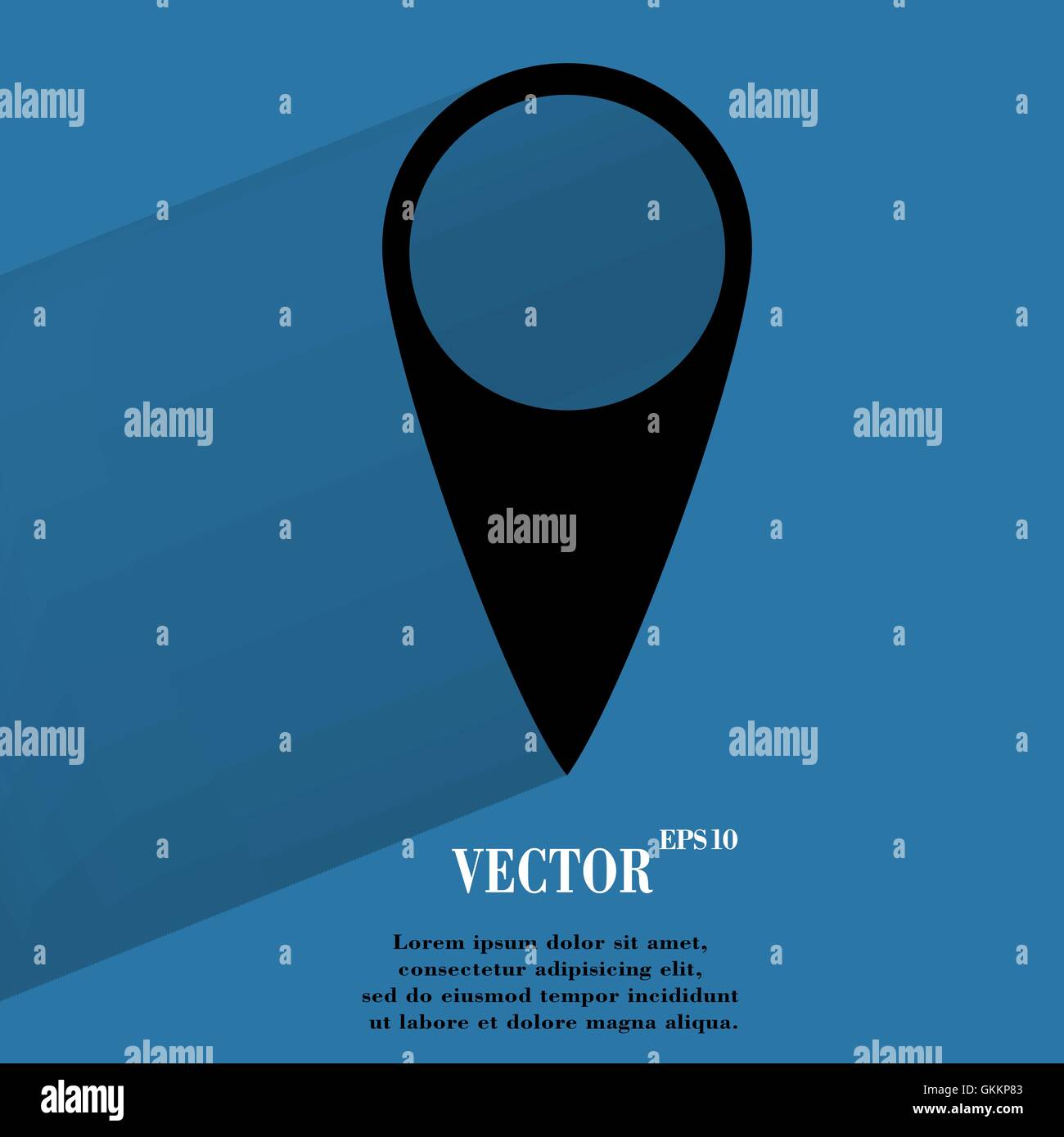 Mappa puntatori. Appartamento moderno web pulsante con lunga ombra e lo spazio per il testo Illustrazione Vettoriale