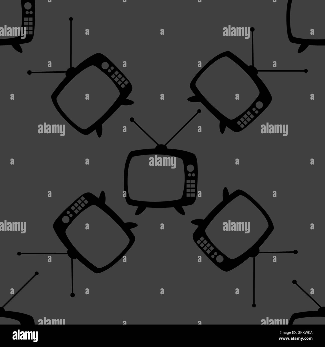 Retrò web tv icona. design piatto. Seamless modello grigio. Illustrazione Vettoriale
