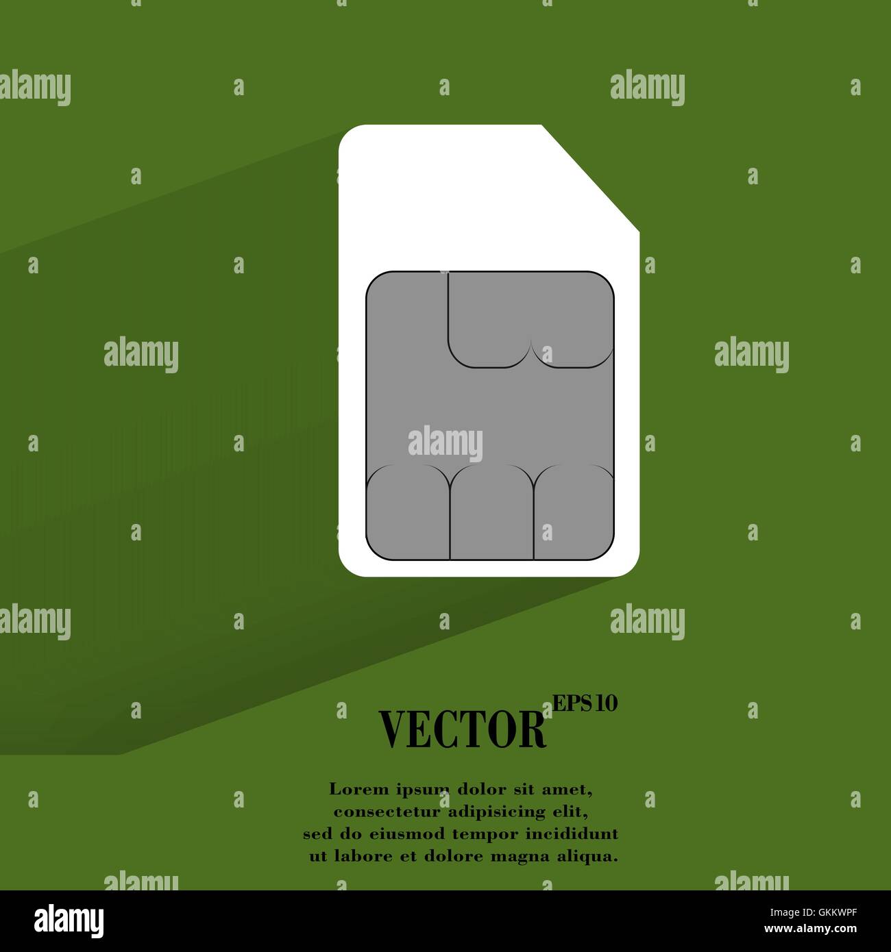 Scheda SIM. Appartamento moderno web pulsante con lunga ombra e lo spazio per il tuo testo. Illustrazione Vettoriale