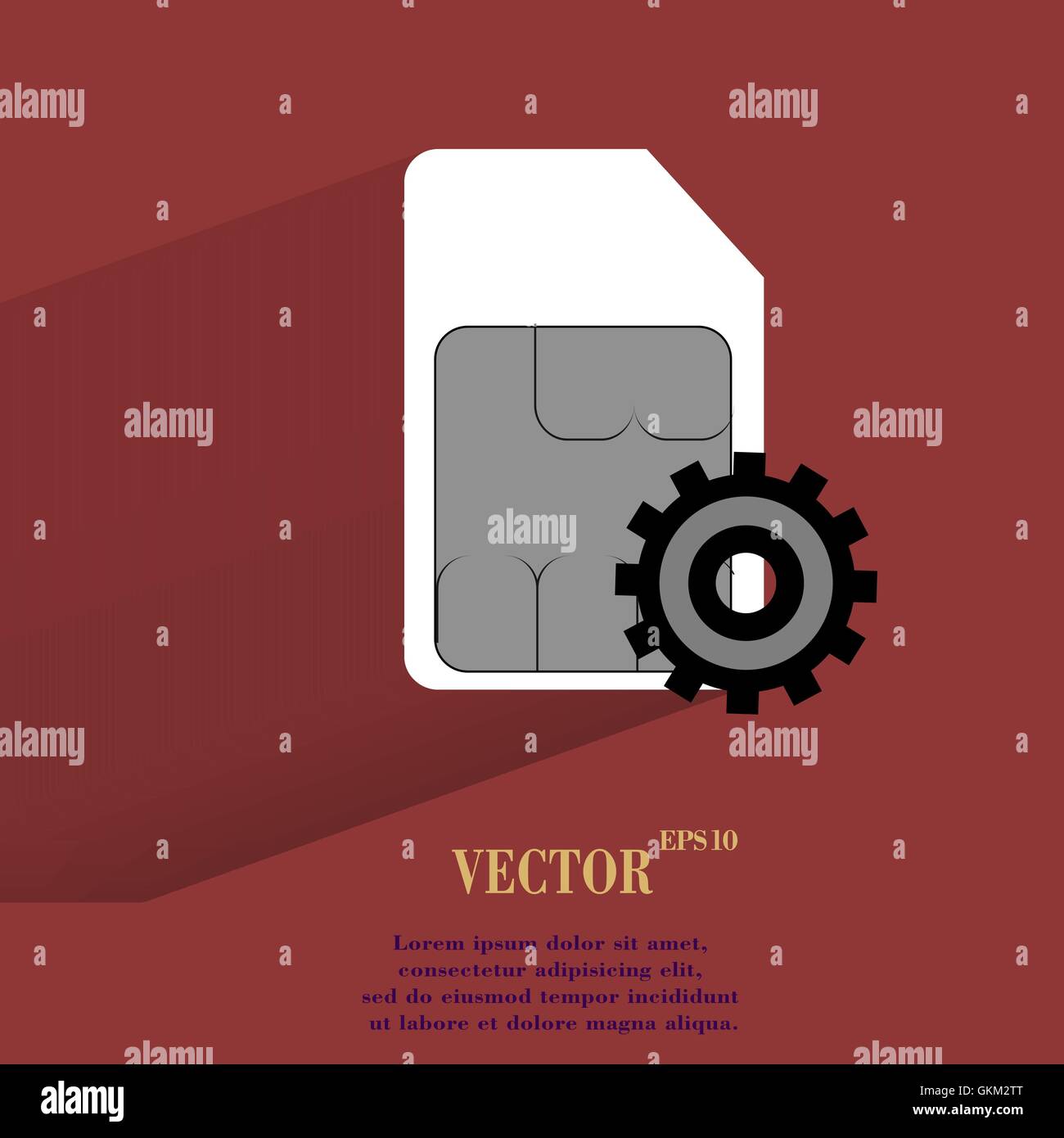 Scheda SIM. Appartamento moderno web pulsante con lunga ombra e lo spazio per il tuo testo. Illustrazione Vettoriale