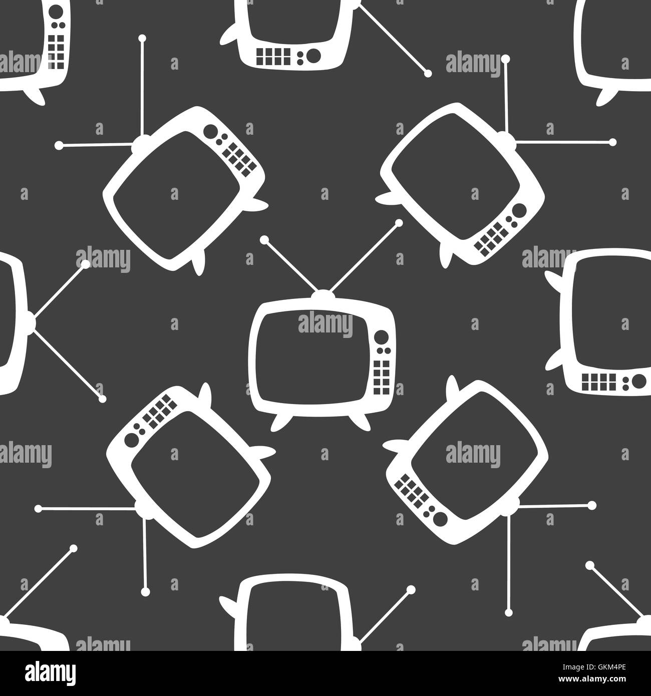 Retrò web tv icona. design piatto. Seamless modello grigio. Illustrazione Vettoriale