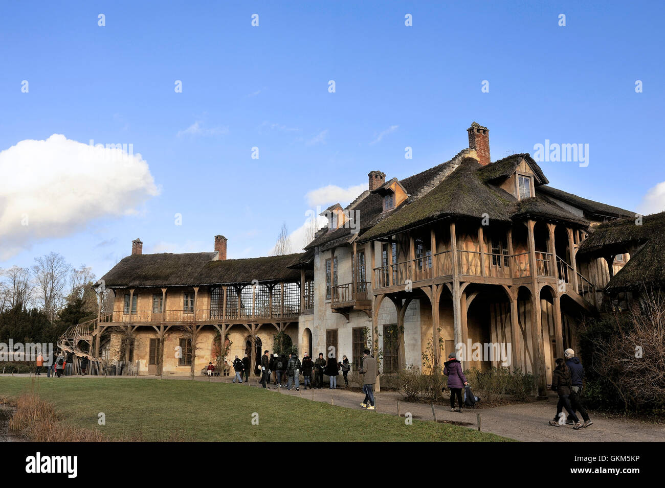 Casale della regina nel parco del castello di Versailles Foto Stock