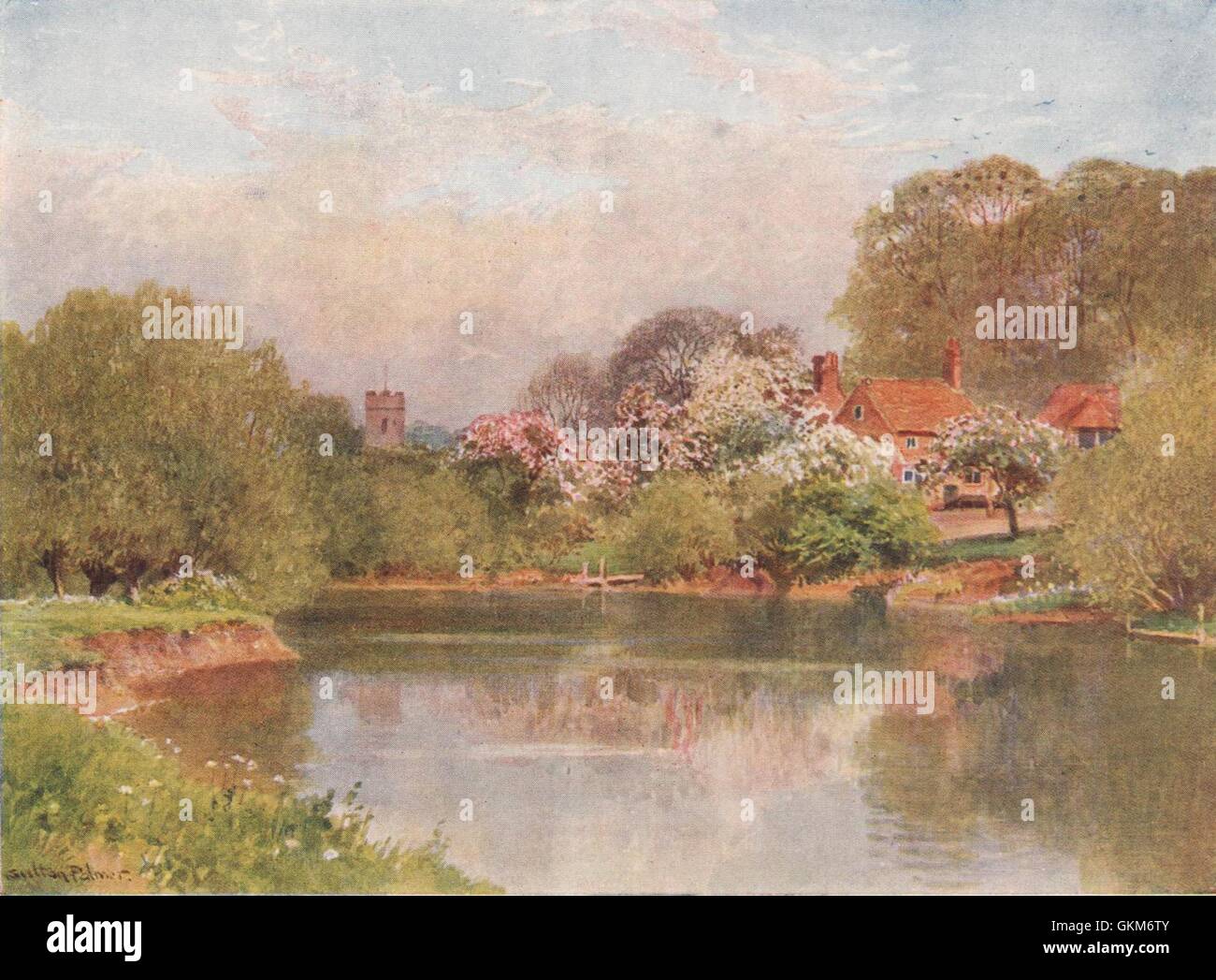 Lunga Wittenham, Oxfordshire, da Harold Sutton Palmer, vintage print 1929 Foto Stock