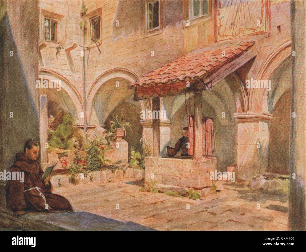 Monastero Francescano chiostro superiore, Dubrovnik, da Walter Tyndale, stampa 1925 Foto Stock