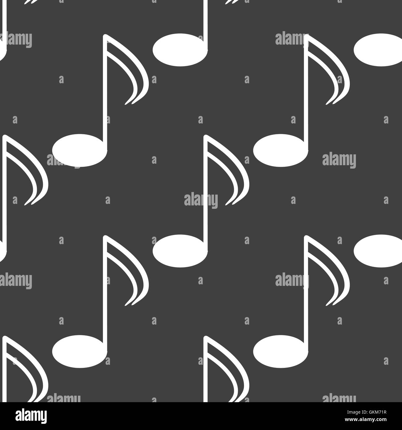 Elementi di musica note icona web. design piatto. Seamless modello grigio. Illustrazione Vettoriale