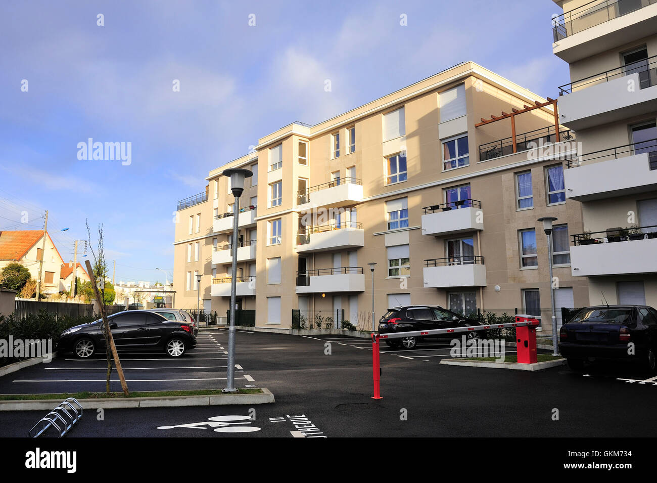 Nuovo edificio per essere costruito da Foto Stock