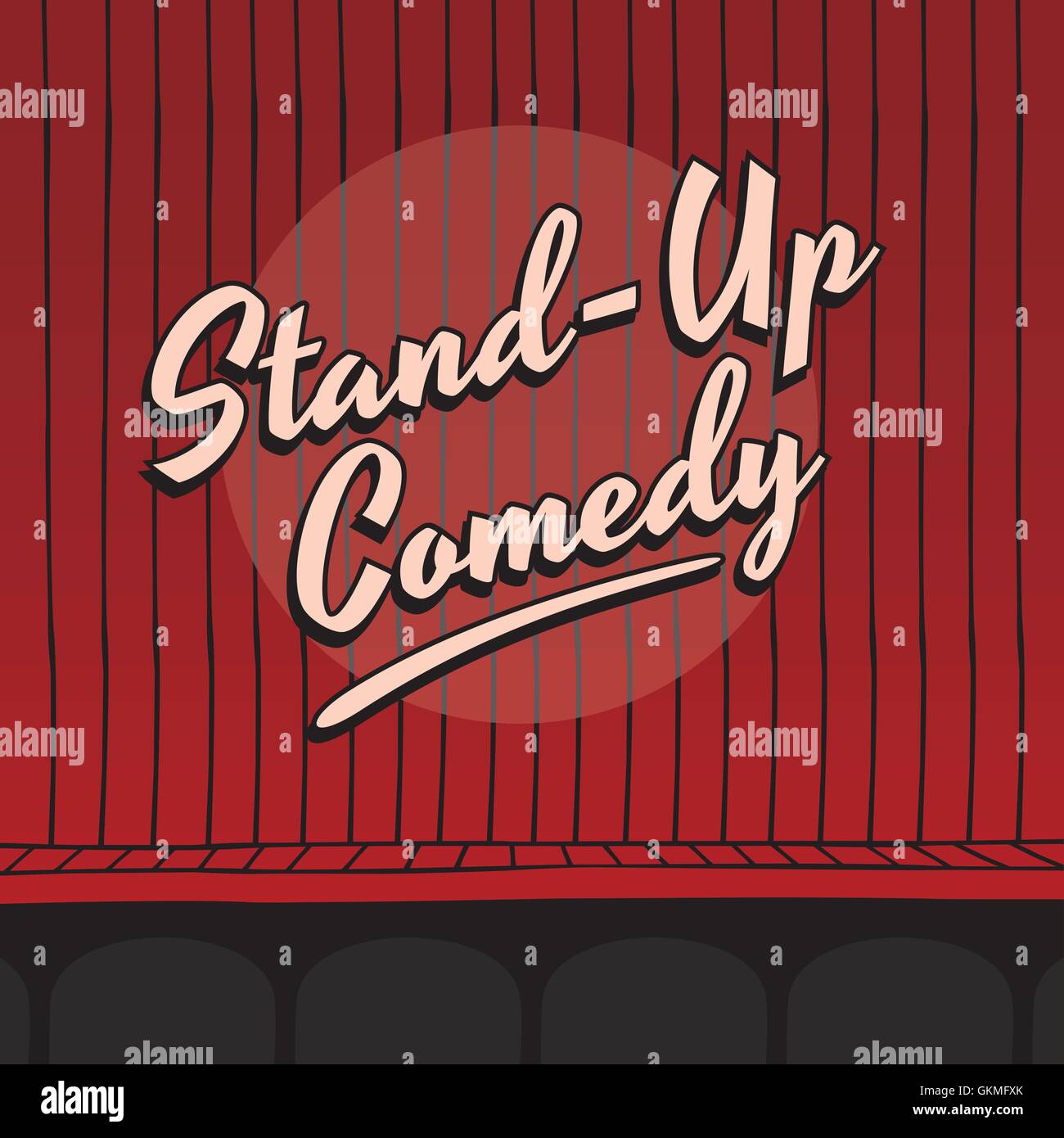 Stand up comedy live stage sipario rosso Illustrazione Vettoriale