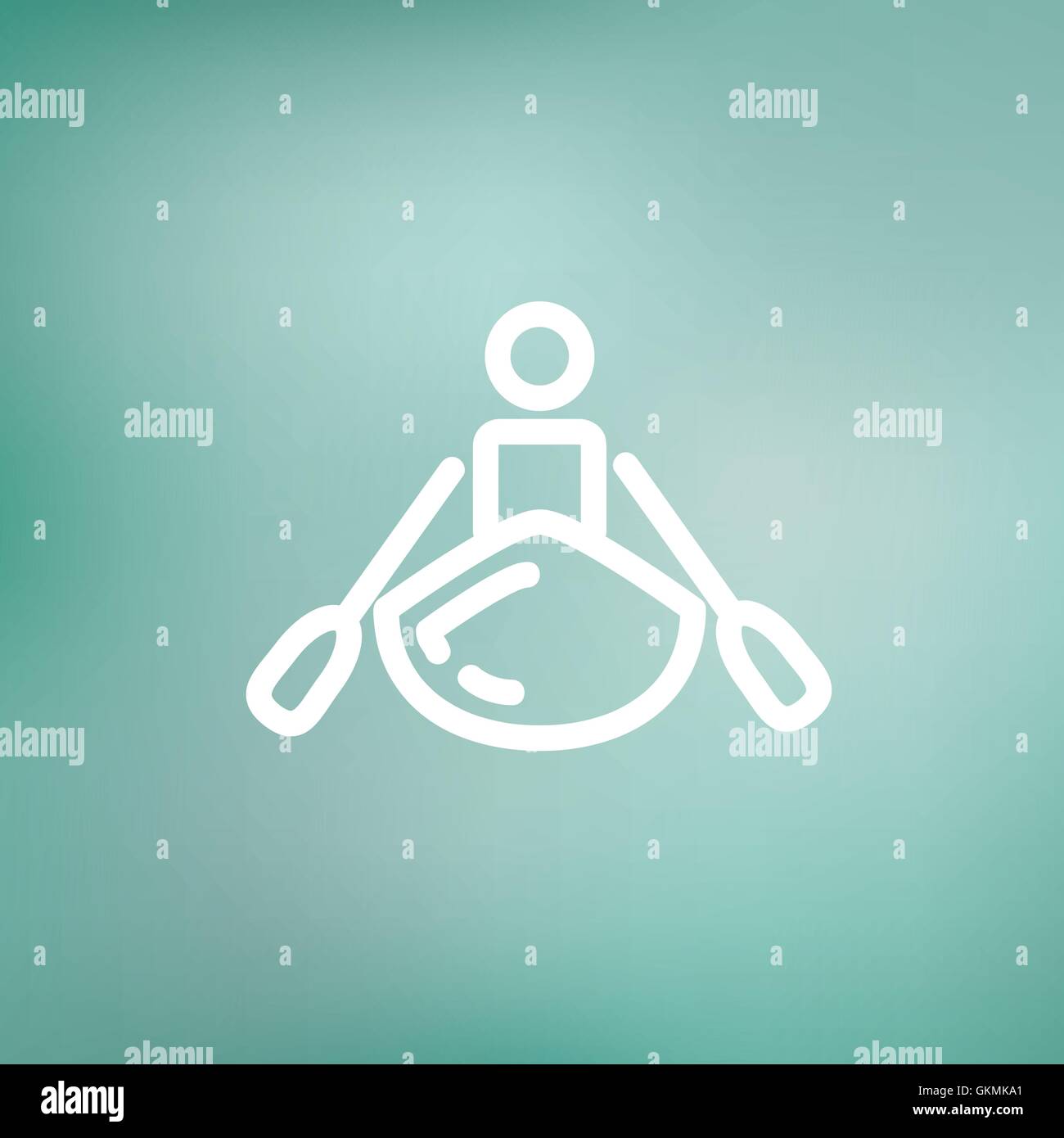 L'uomo facendo kayak thin line icona Illustrazione Vettoriale