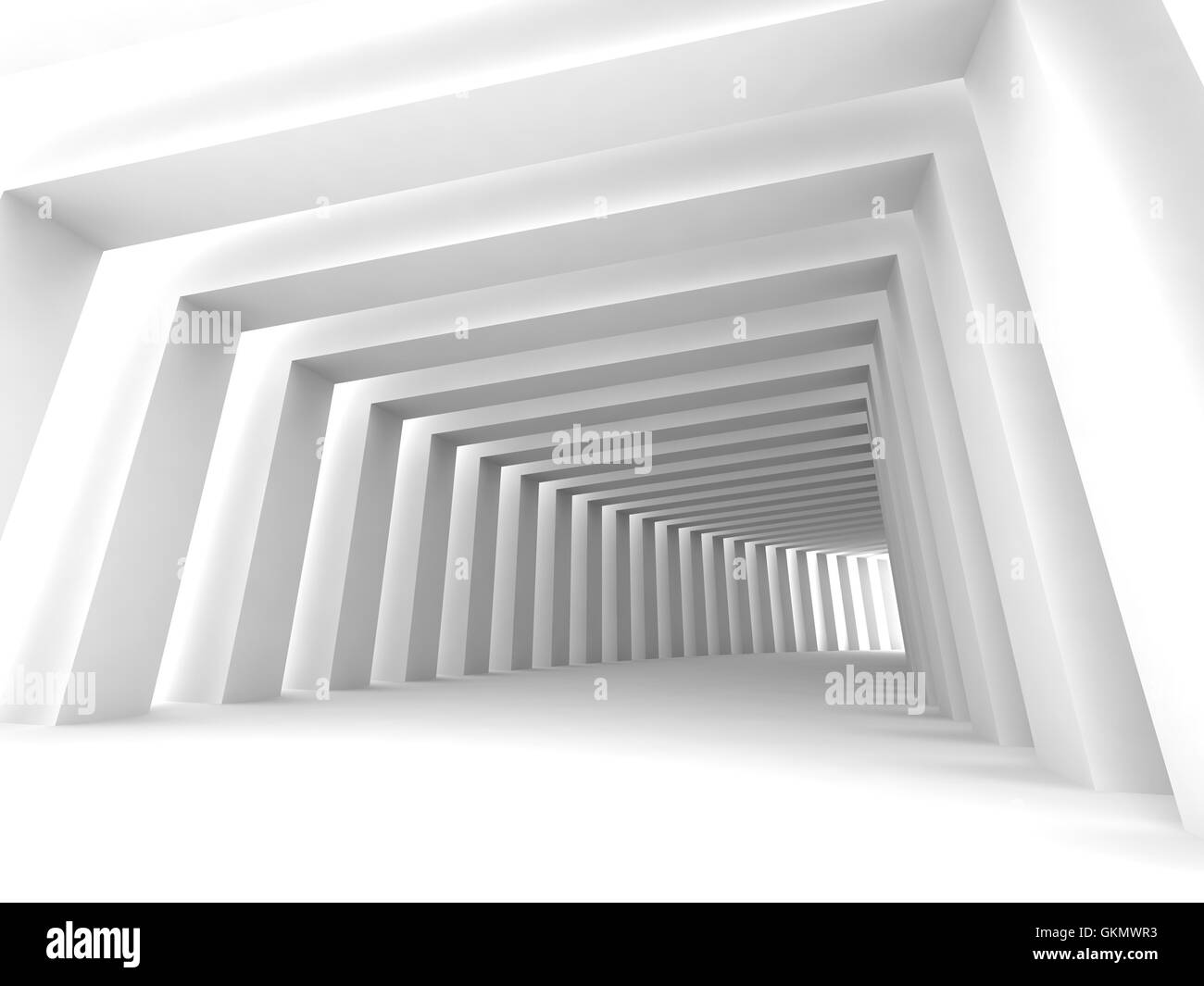 Giro del corridoio splenduto con colonne e la luce rendendo la strada da percorrere Foto Stock