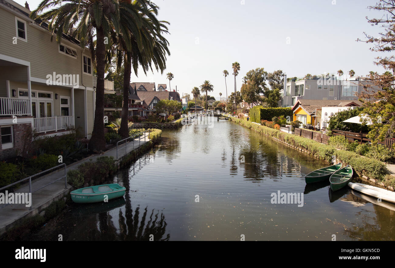 Una vista del Canal Venezia Centro Storico in Venice, California. Foto Stock