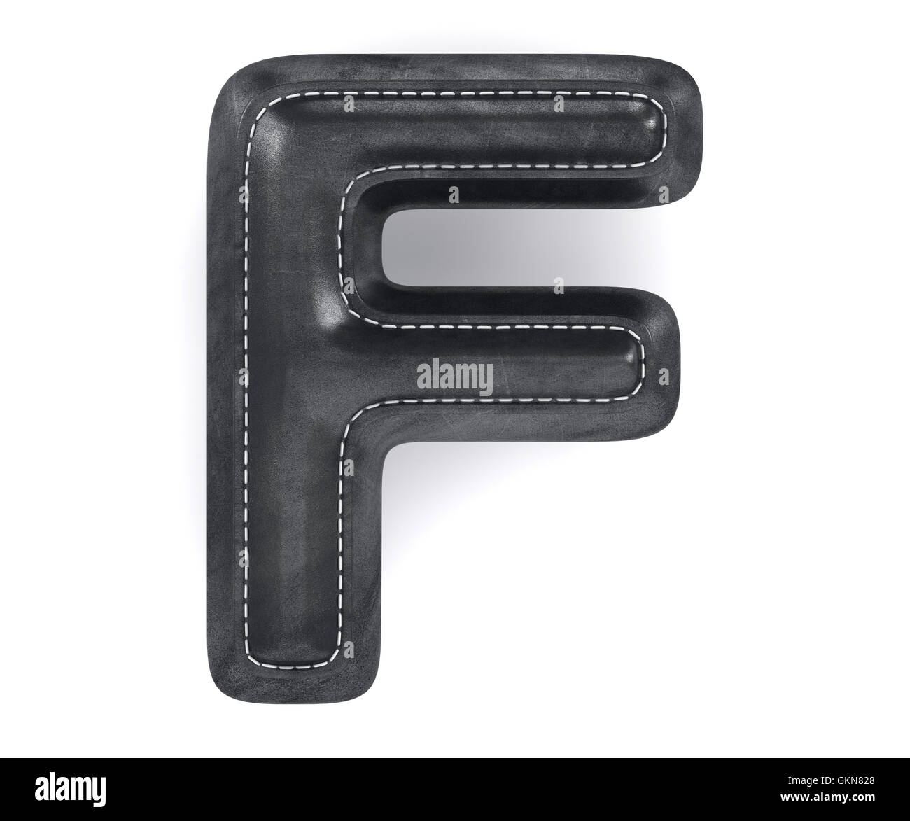 Alfabeto di pelle nera della texture della pelle lettera maiuscola F. isolati su sfondo bianco. 3D rendering immagine Foto Stock