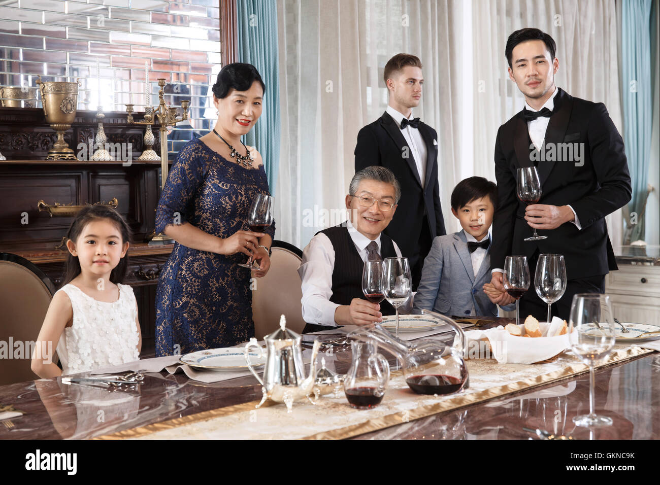 Famiglia aristocratica cena Foto Stock