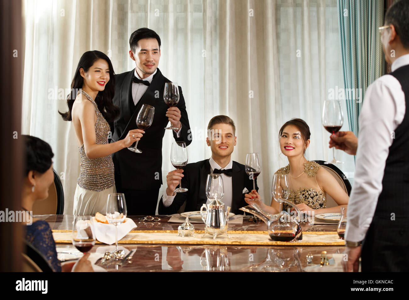 Famiglia aristocratica cena Foto Stock