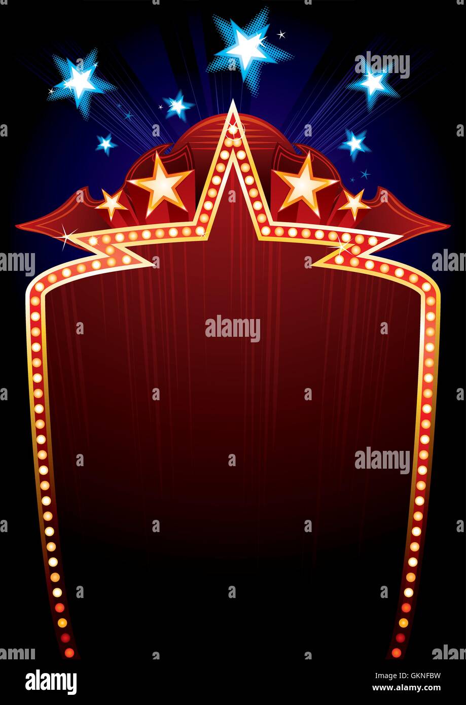 Poster Playhouse Theatre il teatro circo teatro star marquee sfondo sfondo fuochi d'artificio Illustrazione Vettoriale