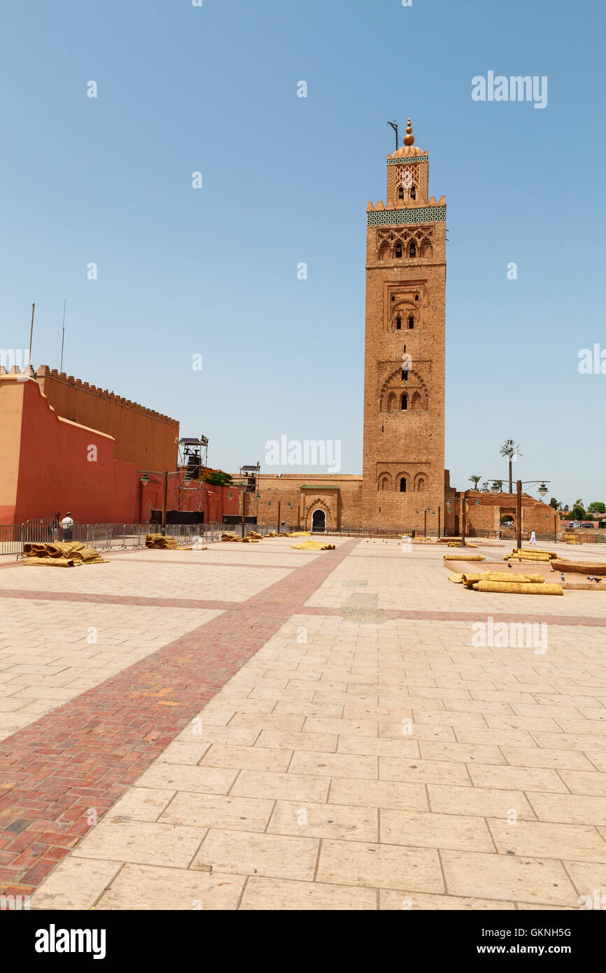 Minareto de la Koutoubia, Marrakech, Marocco Foto Stock