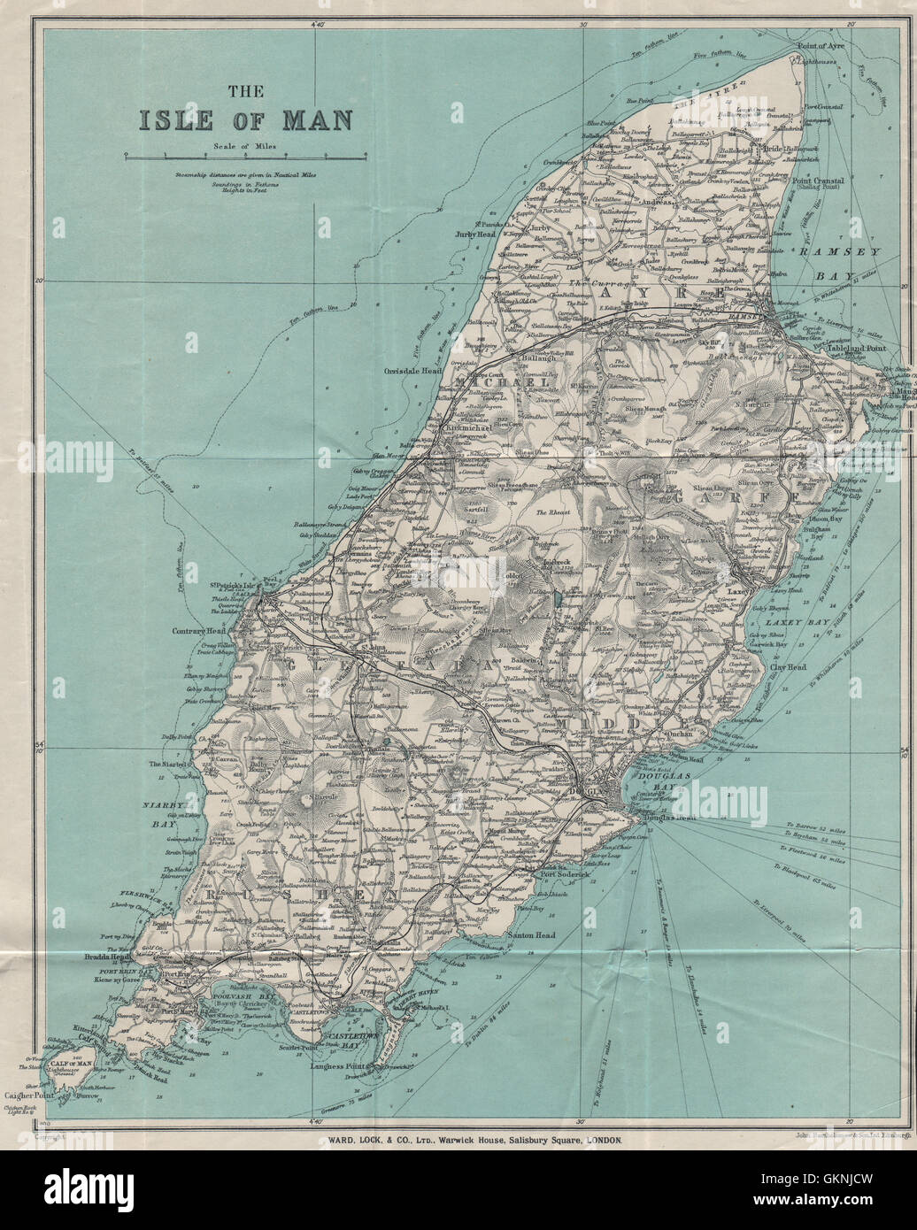 L' ISOLA DI MAN. Douglas Ramsey Peel. WARD LOCK, 1929 Vintage map Foto Stock