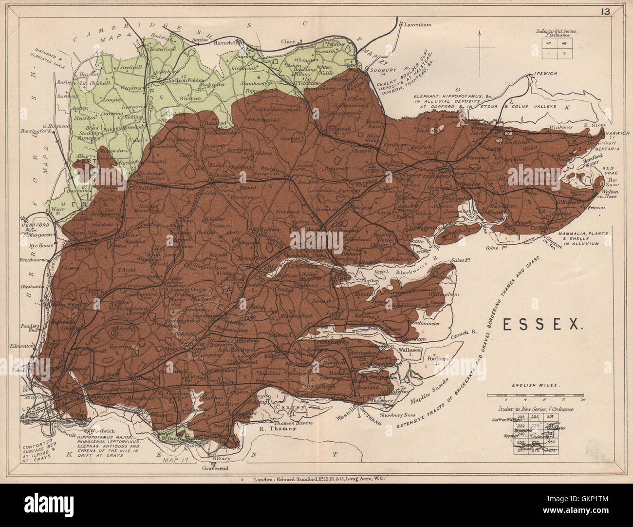 ESSEX mappa geologica. STANFORD, 1913 Foto Stock