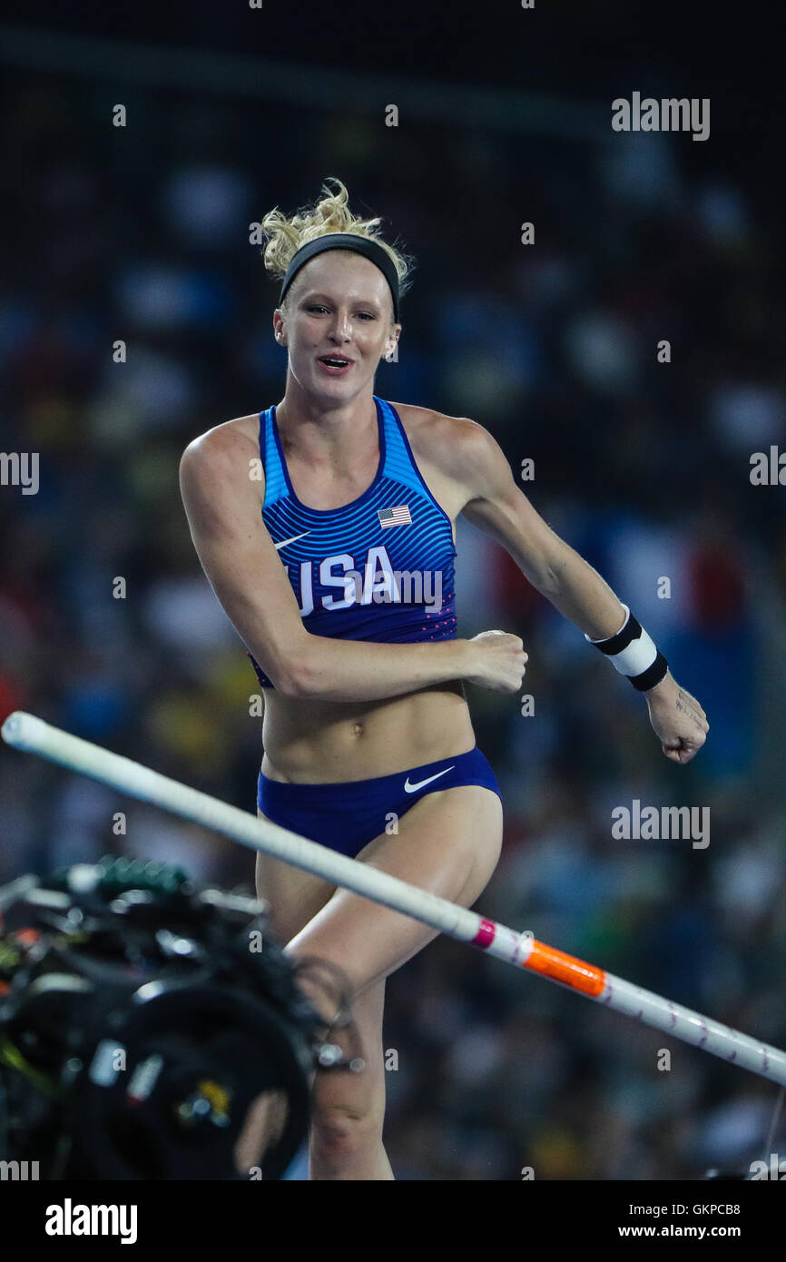 RIO DE JANEIRO, RJ - 19.08.2016: ATLETICA RIO 2016 Olimpiadi - Sandi Morris (USA) durante la Pole Vault atletica al Rio delle Olimpiadi 2016, tenutosi presso lo Stadio Olimpico. (Foto: Fernanda Paradizo/Fotoarena) Foto Stock