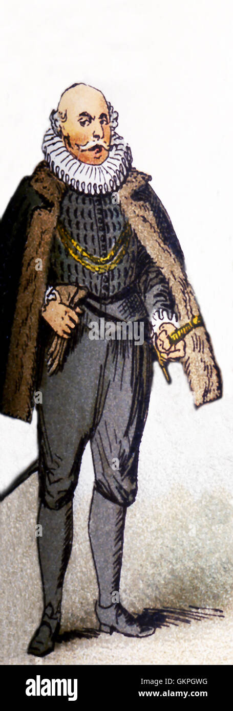 La figura rappresentata qui sono un uomo tedesco di rango nel 1600s. L'illustrazione risale al 1882. Foto Stock