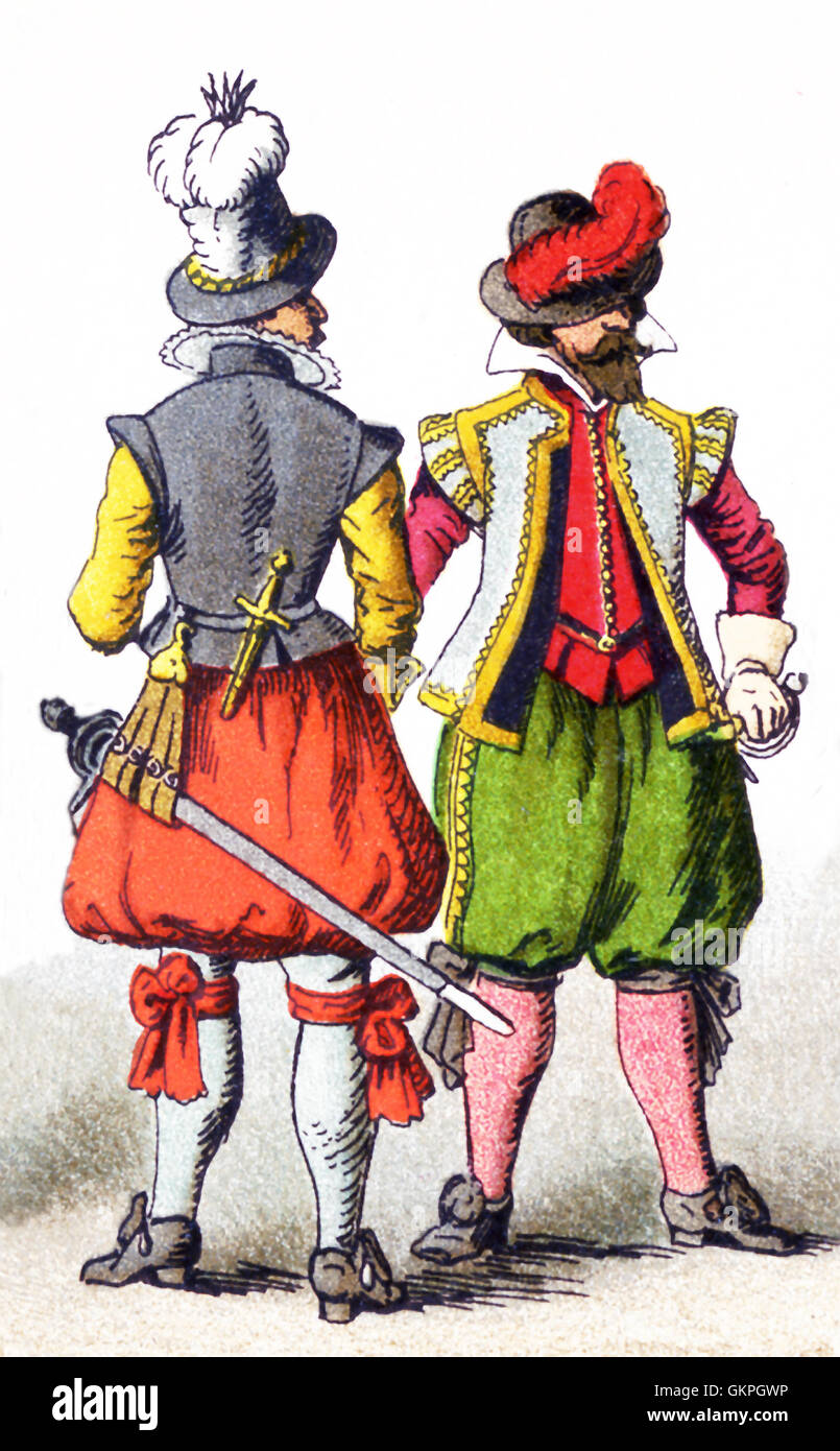 Le figure qui rappresentate sono il tedesco gli uomini di rango nel 1600s. L'illustrazione risale al 1882. Foto Stock