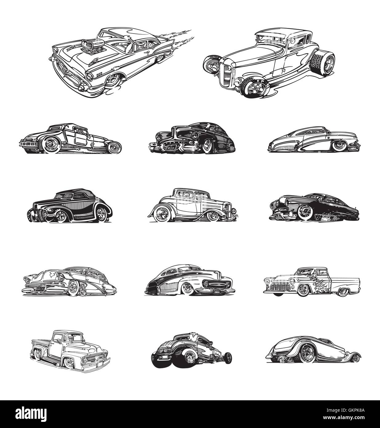 Classic Cars Vettore Collezione Illustrazione Vettoriale