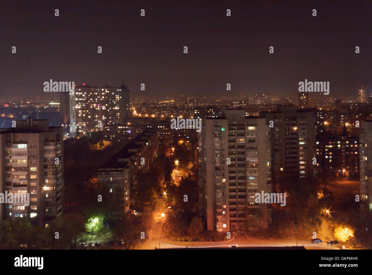 Vista di Kiev di notte Foto Stock