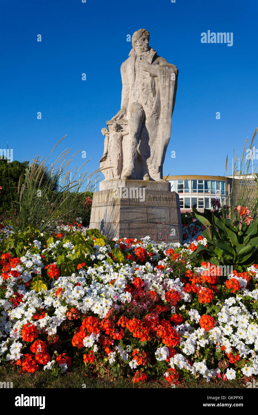 Statua di Francois René de Chateaubriand di Saint-Malo, Ille-et-Vilaine, Bretagna, Francia Foto Stock