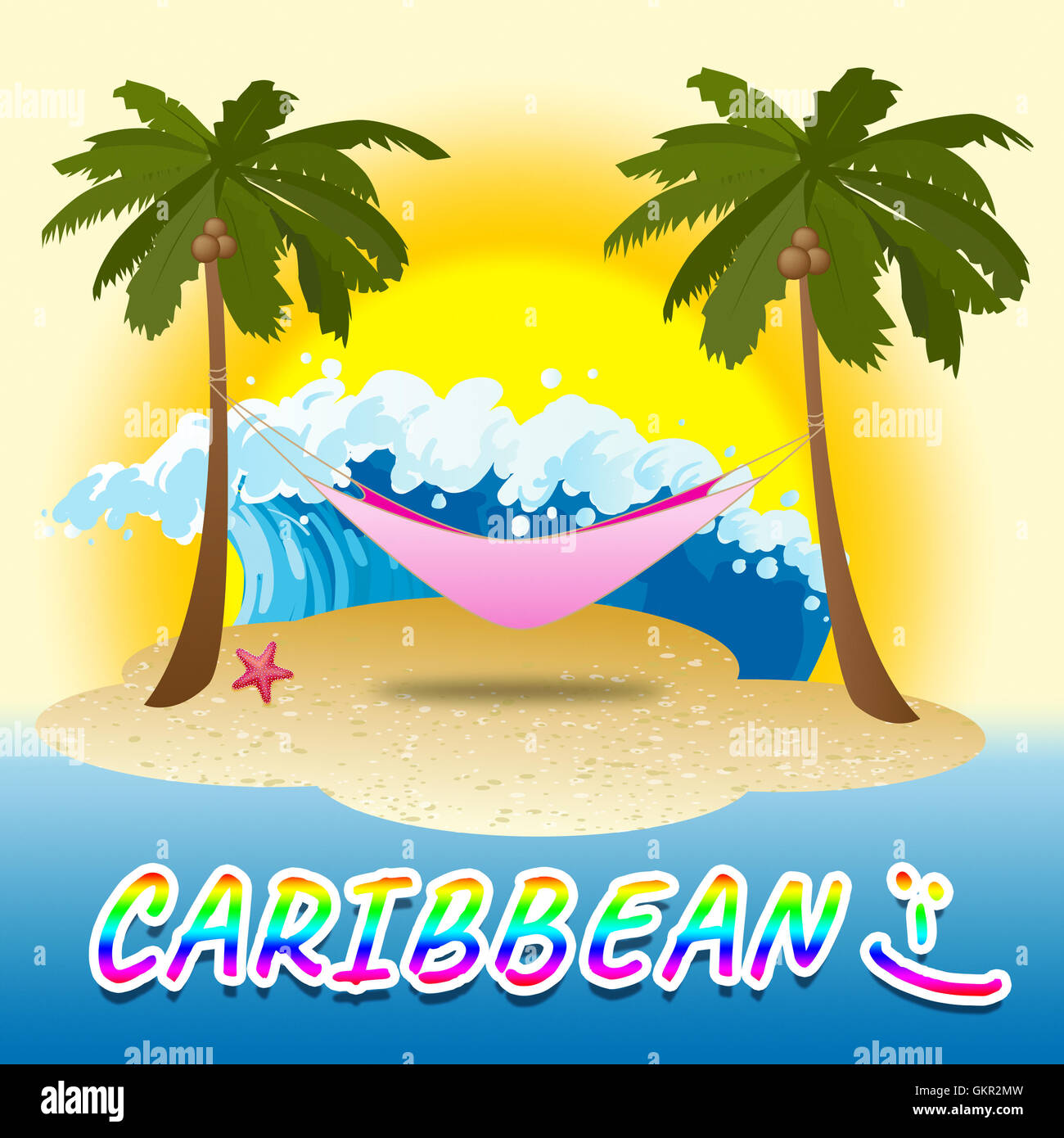 Caraibi proiezioni Vacanze Vacanza tropicale 3d illustrazione Foto Stock