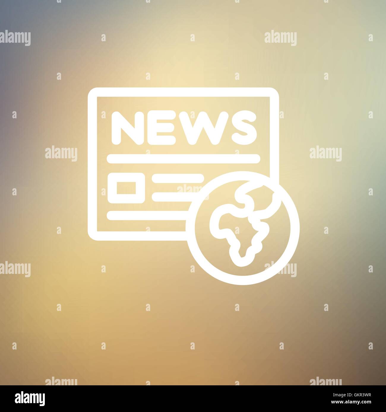 Global news thin line icona Illustrazione Vettoriale