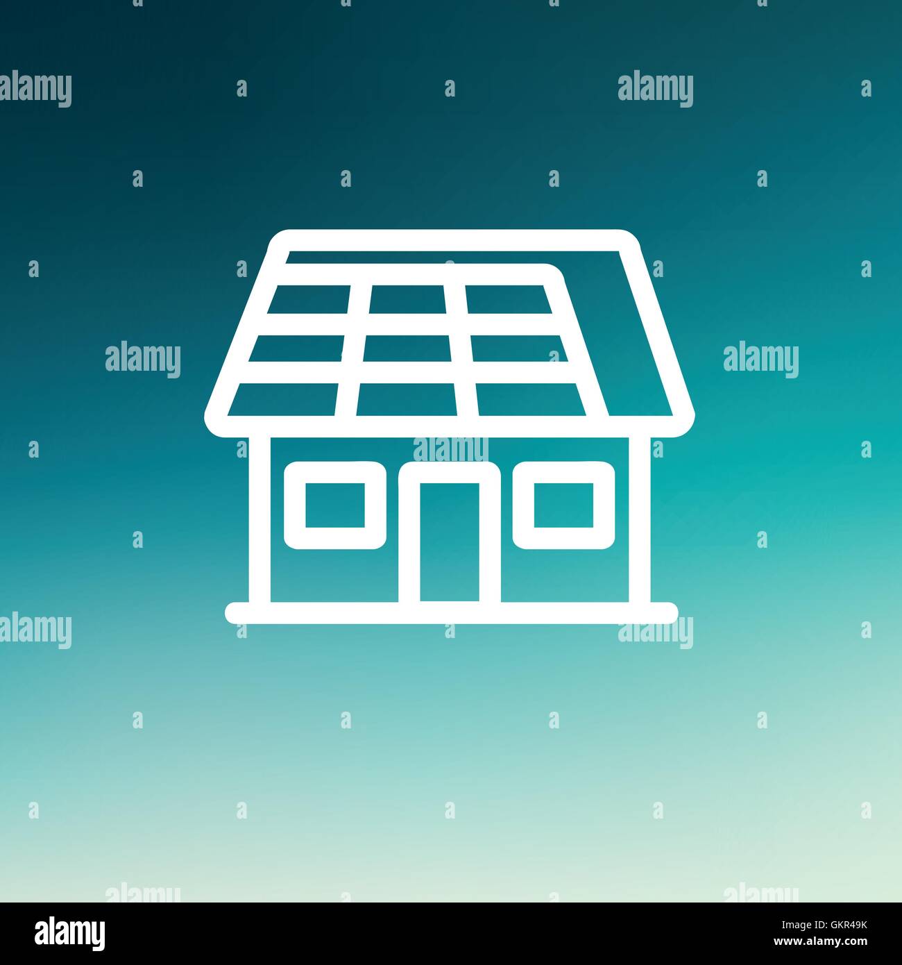 Casa con pannello solare thin line icona Illustrazione Vettoriale