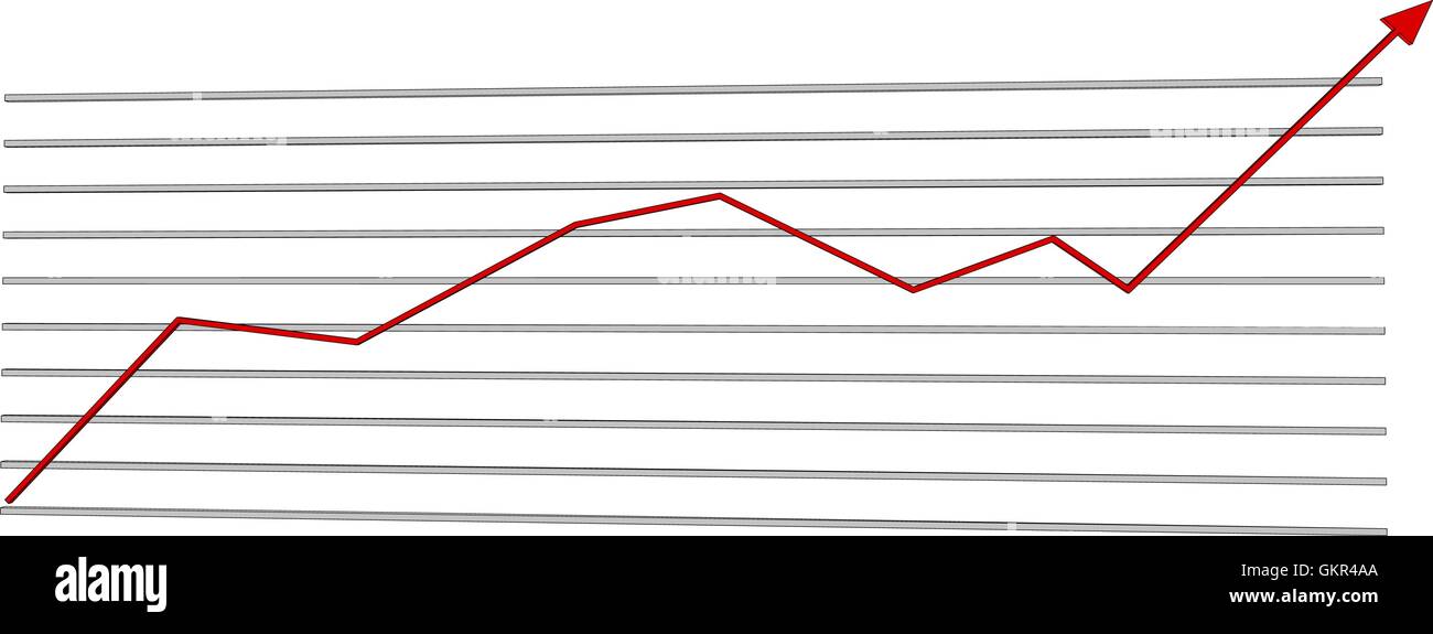 Diagramma con freccia rossa verso l'alto. Illustrazione Vettoriale Illustrazione Vettoriale