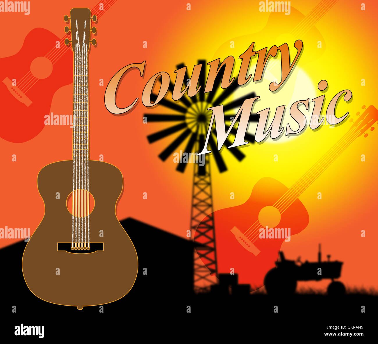 Country Music indicando il canto popolare o le tracce Foto Stock