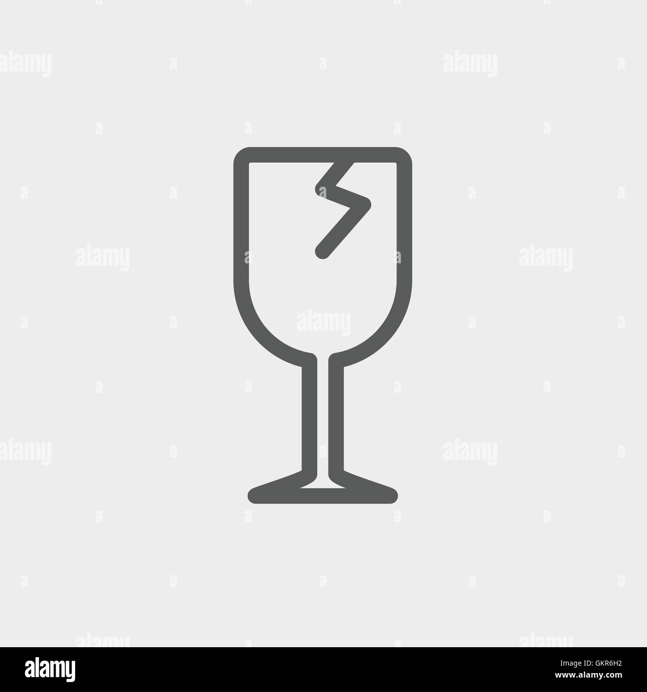 Il vetro rotto vino sottile Icona di linea Illustrazione Vettoriale