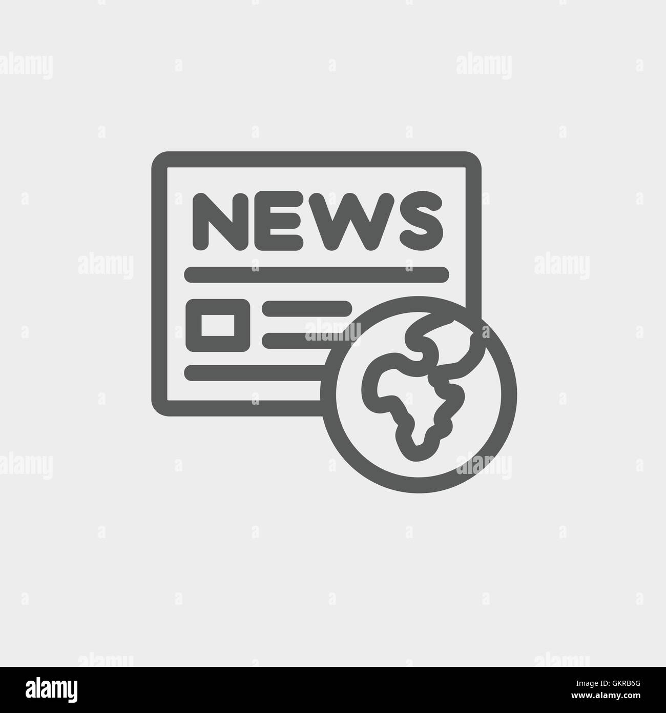 Global news thin line icona Illustrazione Vettoriale