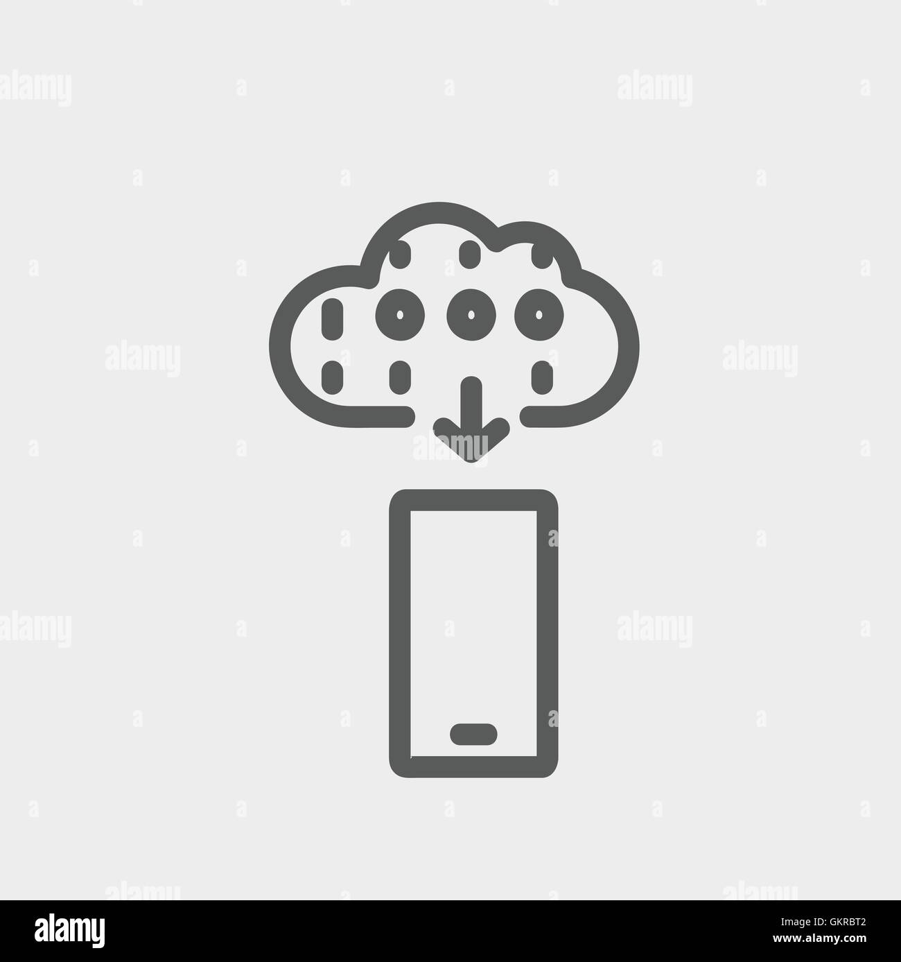 Telefono cellulare con previsioni meteo thin line icona Illustrazione Vettoriale