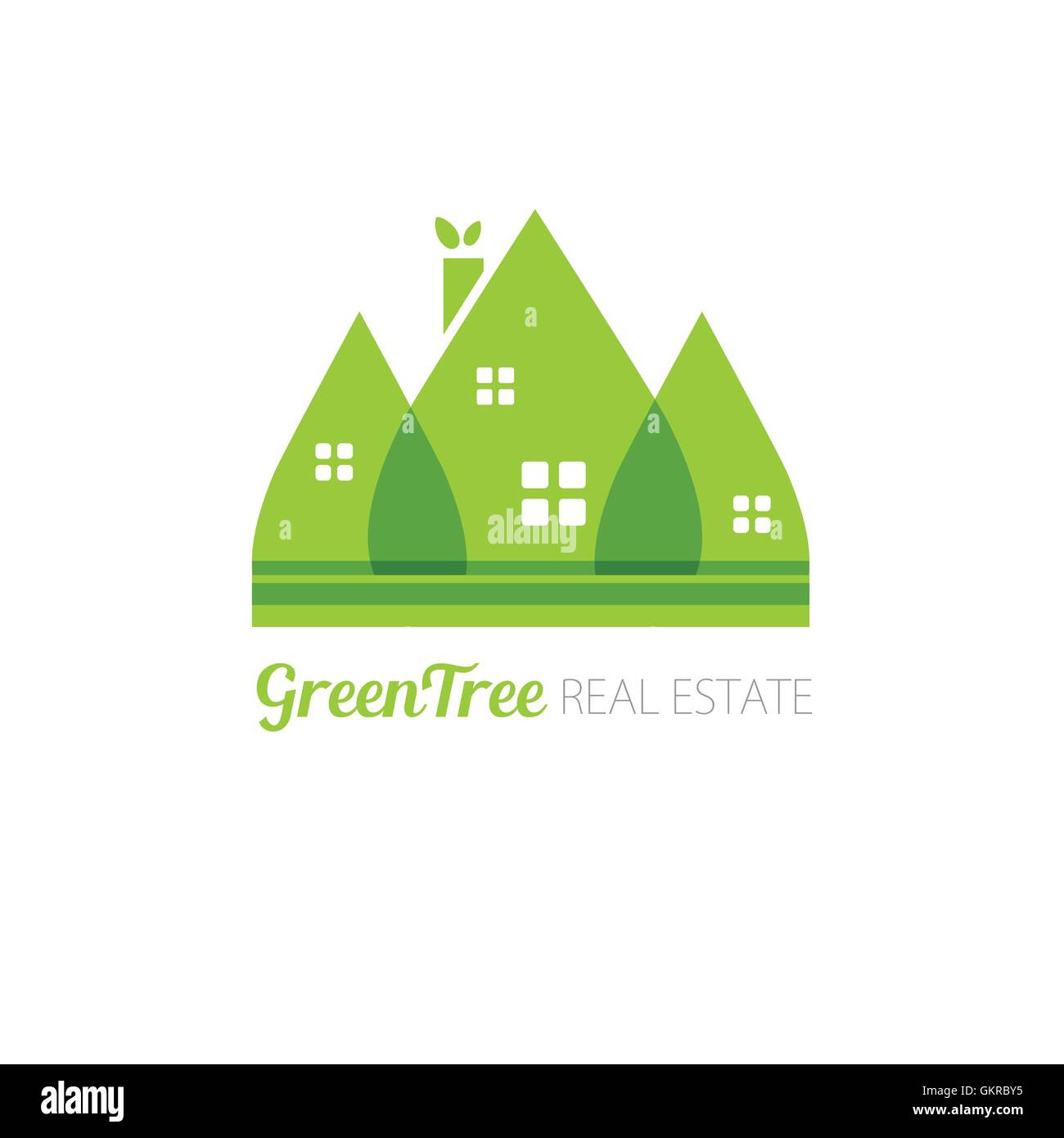 Eco house con foglie verdi. Il logo della casa. La casa ecologica icona Illustrazione Vettoriale