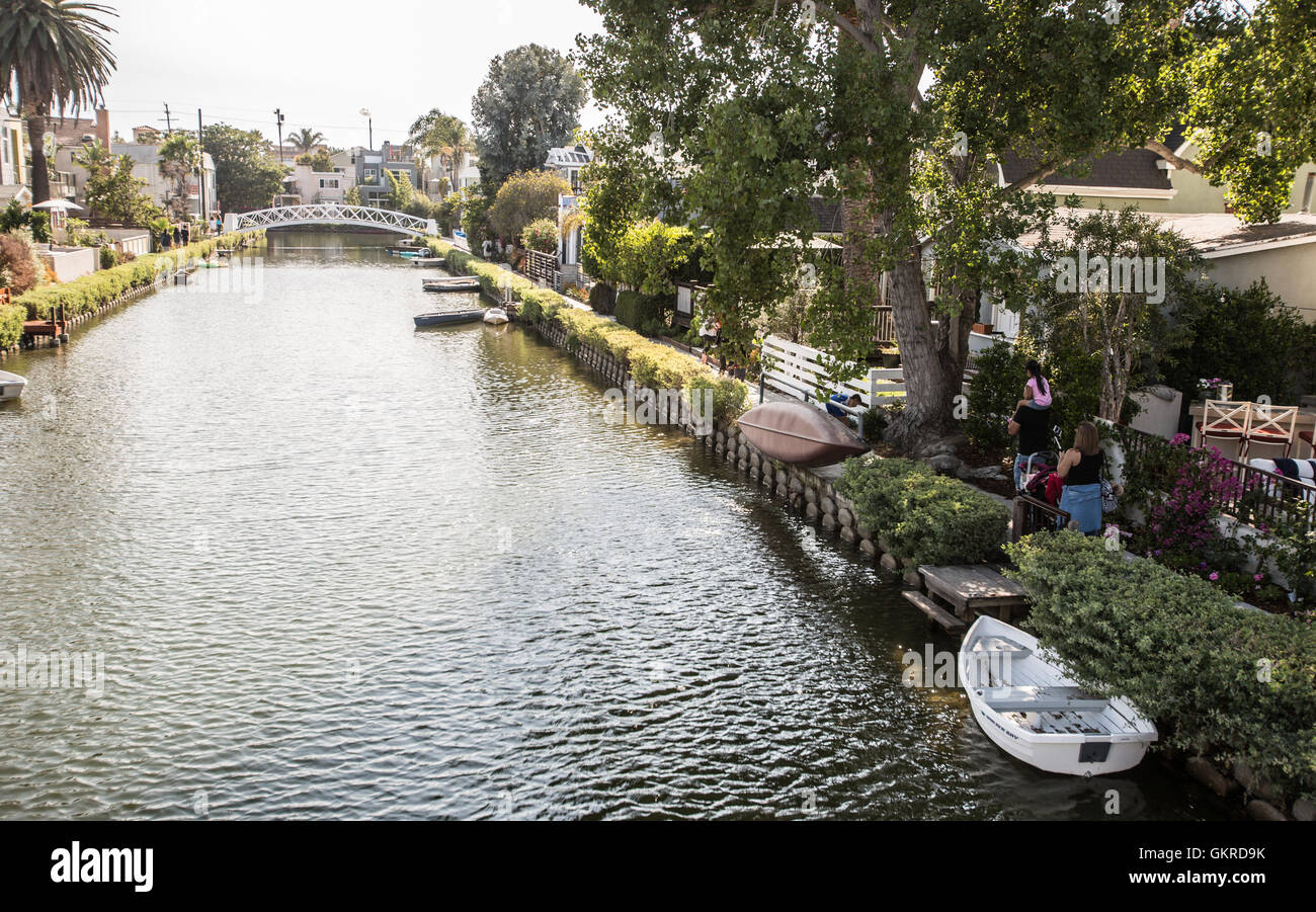 Una vista del Canal Venezia Centro Storico in Venice, California. Foto Stock