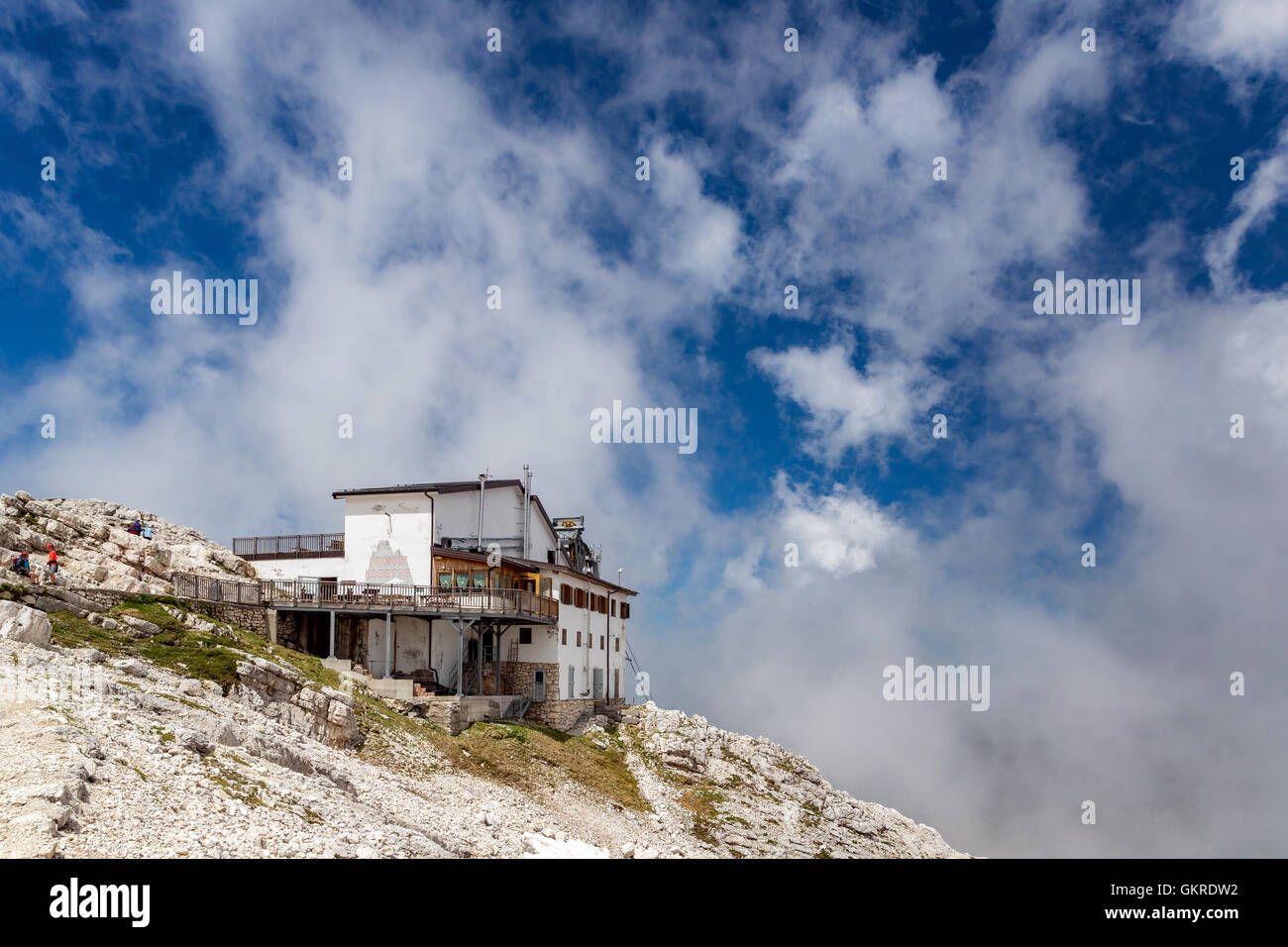 Rifugio Rosetta, Parco Naturale Paneveggio Pale di San Martino, in provincia di Trento, Trentino, Italia Foto Stock