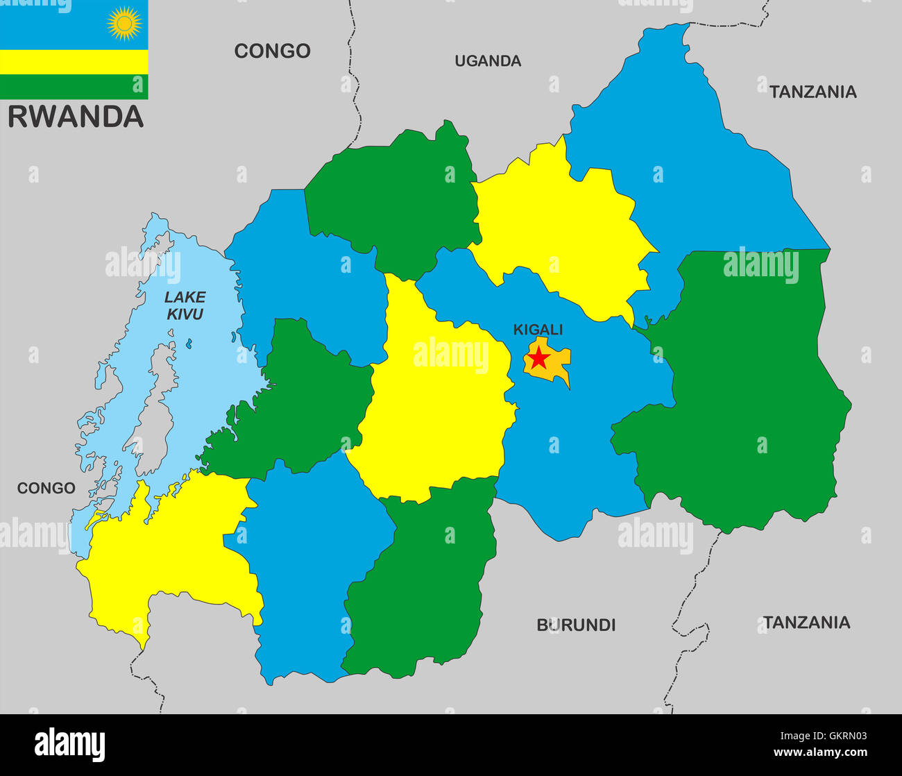 Mappa di Ruanda Foto Stock