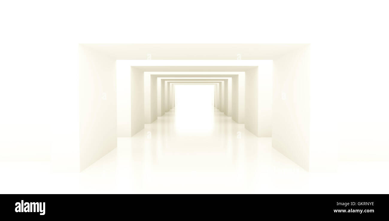 Splenduto corridoio con colonne e la luce rendendo la strada da percorrere Foto Stock