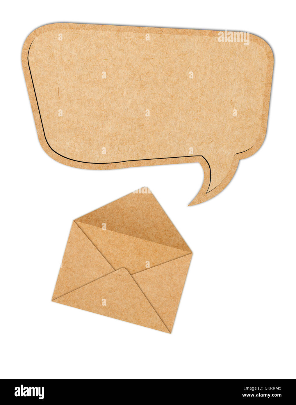 Riciclare carta discorso bolla fuori dalla busta Foto Stock