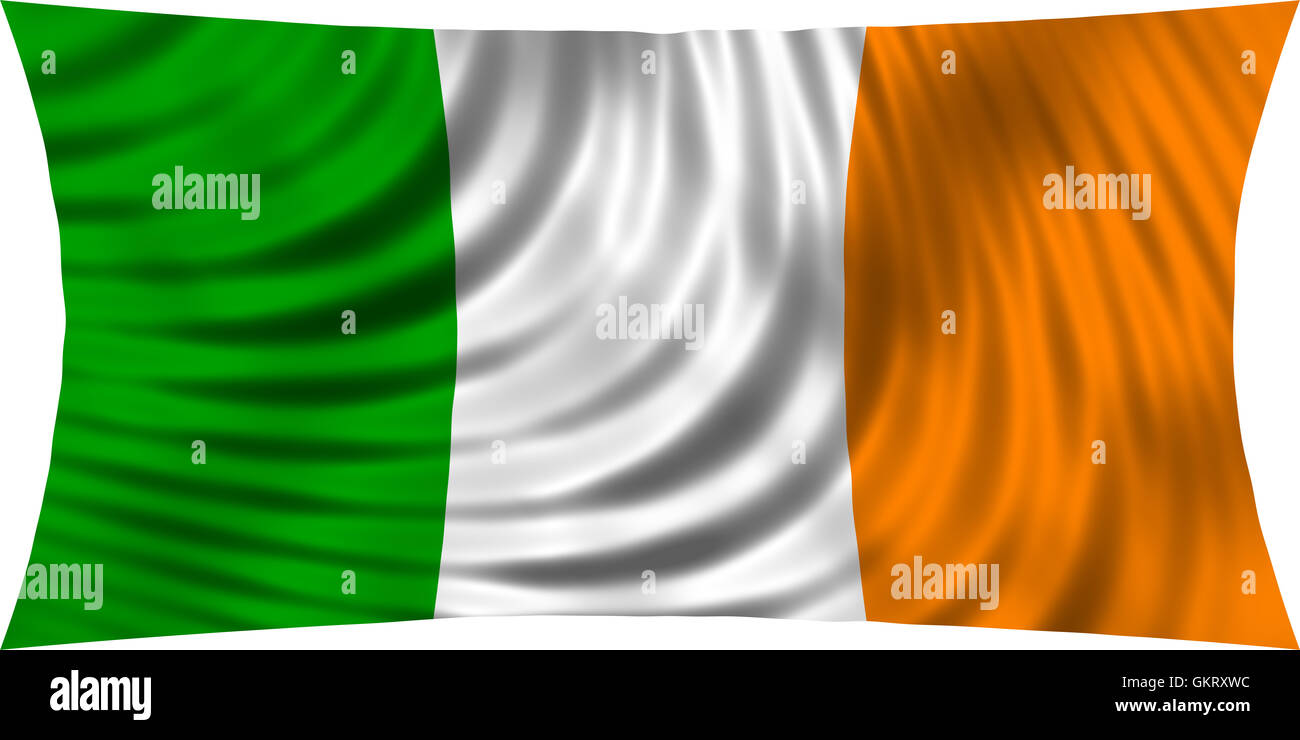Bandiera dell'Irlanda sventolare nel vento isolati su sfondo bianco. Irish bandiera nazionale. Patriottica design simbolico. 3d reso Foto Stock