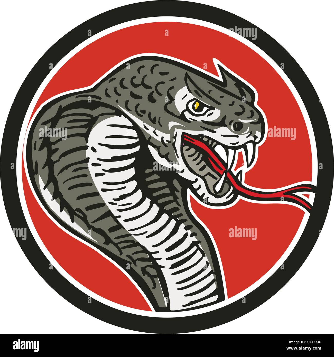 Cobra Viper Snake cerchio retrò Illustrazione Vettoriale