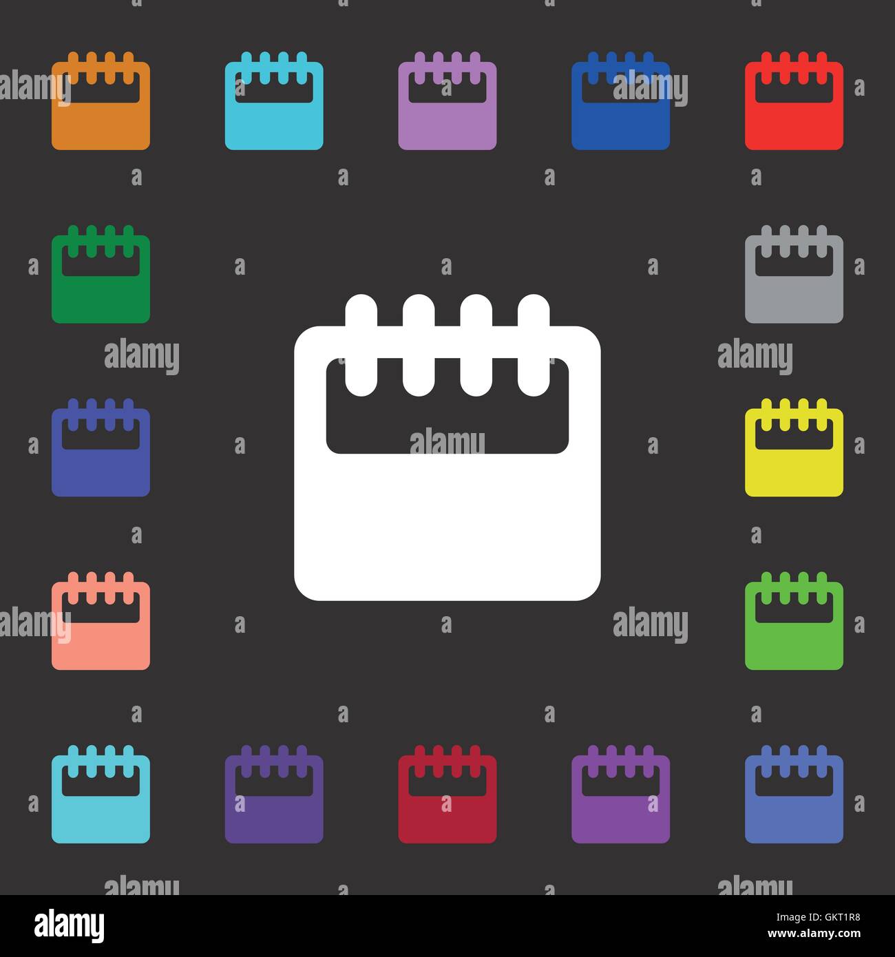 Blocco note, Calendario dell'icona segno. Tanti i simboli colorati per il vostro design. Vettore Illustrazione Vettoriale