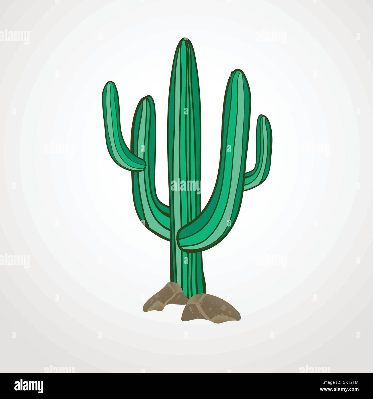 Illustrazione Vettoriale di cactus isolato su sfondo bianco. Wild West o il cowboy Icona del tema Illustrazione Vettoriale